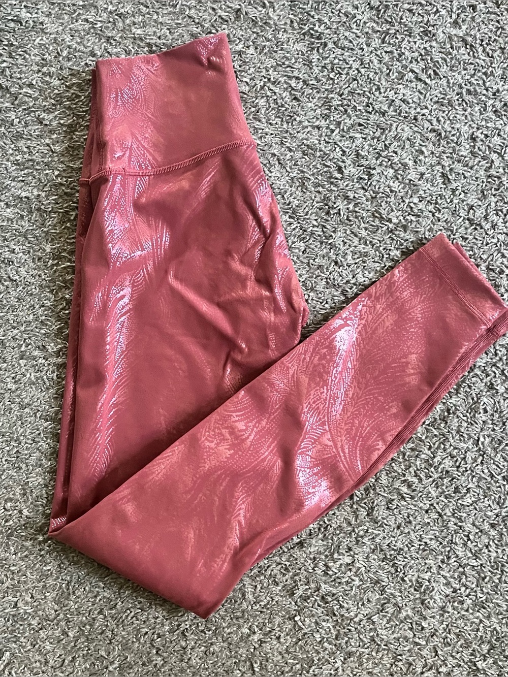 Lululemon Wunder Under High-Rise 28" Shine Soft Cranberry Pink Foil Leggings